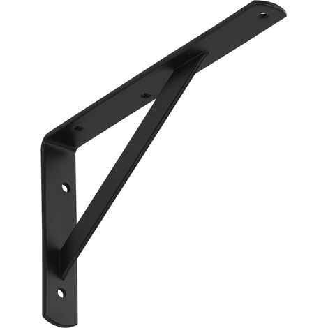 Regalkonsole (250 x 150 x 30 mm, schwarz, pulverbeschichtet) Schwerlast-Konsole mit Querstrebe zur Stabilisierung