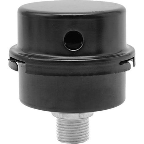 Silenziatore per filtro compressore d'aria – filettatura da 3/8" (16 mm), rotondo, in metallo nero, ricambio silenzioso