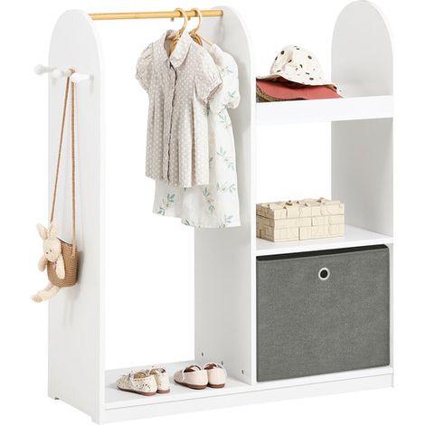 SoBuy Mobile per Bambini con Appendiabiti, Giardaroba per Bambini con scatole, Armadio per bambini con 3 ganci, KMB40-W SoBuy (1/5)