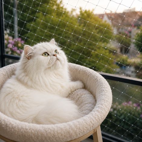 belviona Balkonschutznetz für Katzen, transparentes Katzennetz mit Zubehör, UV-beständig, zuschneidbar & langlebig, 3x4 m (1/5)