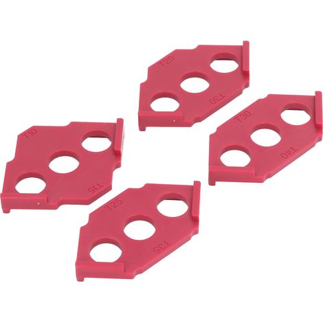 Gabarits d'angle en C (4 pièces) pour défonceuse, gabarit de positionnement d'angle droit et biseauté (rouge) (1/5)