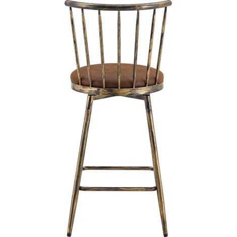 Sgabello da bar in metallo stile Windsor con seduta imbottita marrone per cucina e locali MODENUIT (1/5)