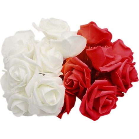 Lumières LED en forme de rose, fleurs artificielles pour jardin féérique, patio ou chambre-White Red (1/5)