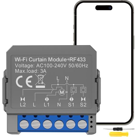 Module de commutation intelligent WiFi pour rideaux Relais Rideaux motorisés, volets roulants Moteur Rideaux motorisés, stores, volets roulants, commutateur intelligent (1/5)