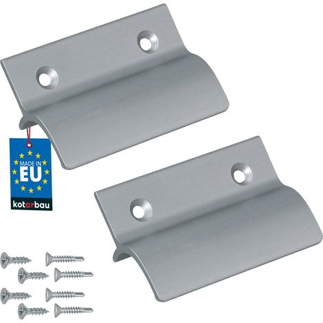 KOTARBAU® Lot de 2 Poignée Extérieure Porte Fenetre 65 x 45 mm - Aluminium - Poignee de Baie Vitree Coulissante - Poignée de Porte de Terrasse avec Entretoise - Argent (1/4)