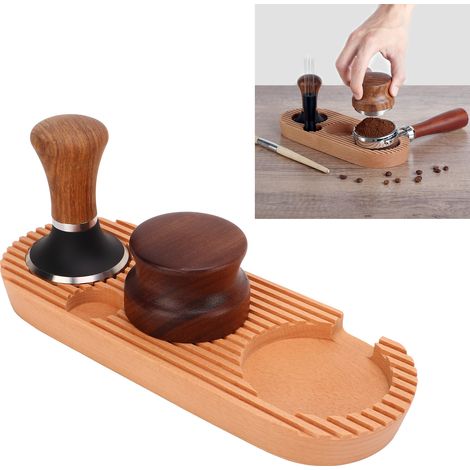 Kit de distribution de tasseur à café avec manche en bois antidérapant, base en S de 53 mm (2,1 pouces), idéal pour la cuisine. (1/5)