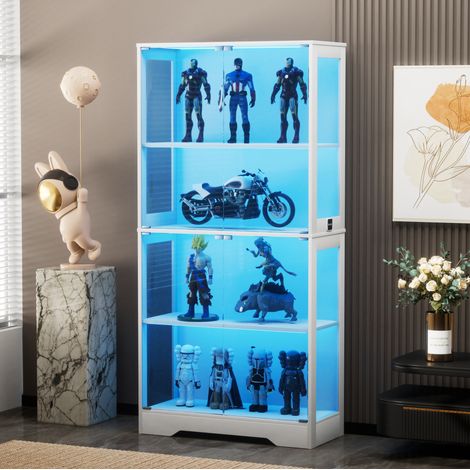 Vitrina de cristal de 4 niveles con LED, sensor inteligente, 80 x 35 x 165 cm, blanca DESVIAE (1/5)