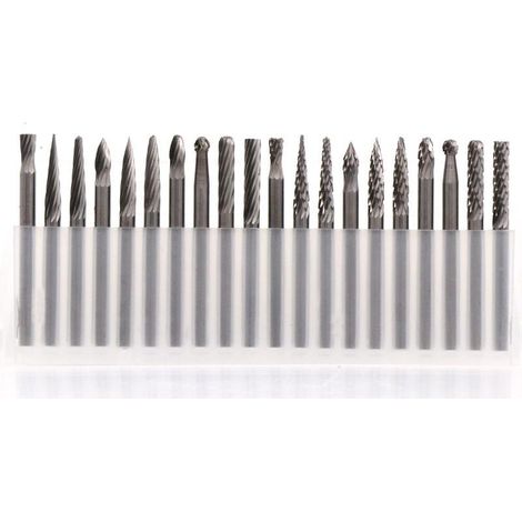 Jeu de 20 fraises carbure de tungstène 3 mm double coupe, sculpture bois perçage polissage métaux (1/4)