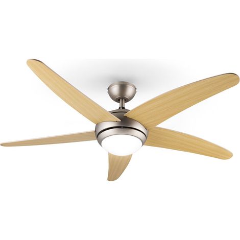 Ventilateur de plafond 2-en-1 134 cm – Lampe 55 W – Pales érable – Télécommande – Moteur silencieux pour espaces intérieurs (1/5)