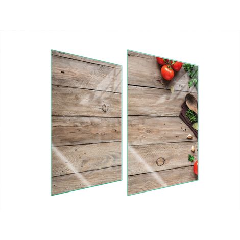 Plaque de protection en verre pour cuisine 2x35x52 bois (1/5)