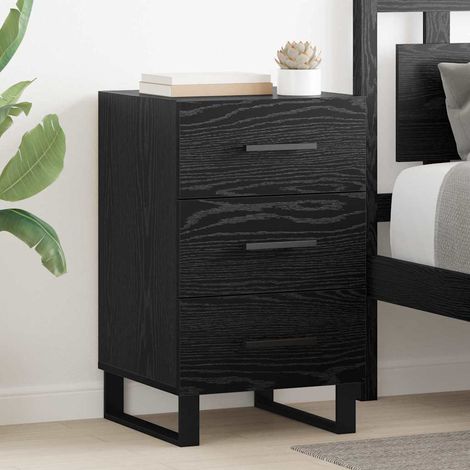 Bedside Cabinet Black Oak 40 x 40 x 66 cm Engineered Wood vidaXL (1/5)