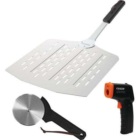 cozze® Set regalo con pala per pizza, termometro e tagliapizza – Lussuoso set da 3 pezzi per gli amanti della pizza (1/5)