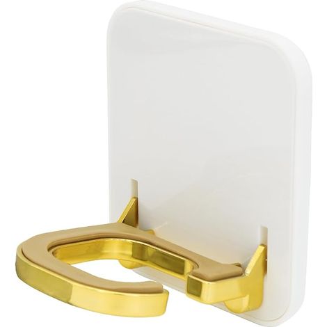 Soporte de pared para secador de pelo, de plástico, con adhesivo anticaída plegable, sin necesidad de taladrar, para dormitorio y baño (dorado) (1/5)