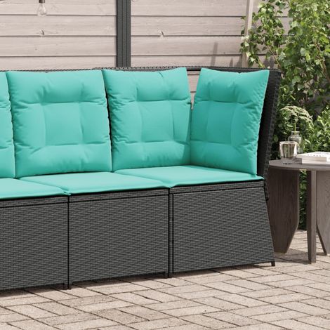 Teenpull – Garten-Ecksofa mit Kissen Schwarz Poly-Rattan (1/5)