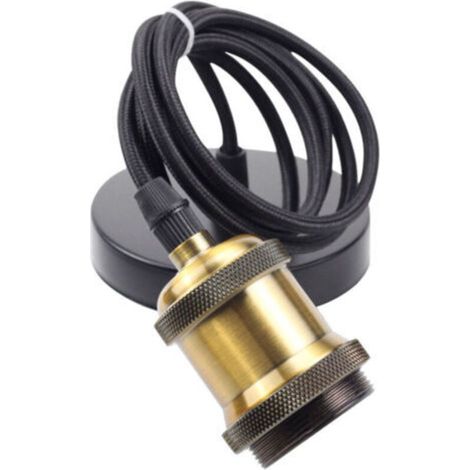 Patron suspendu E27 en bronze doré, câble suspendu réglable de 200 cm pour luminaires – accessoires métalliques élégants pour café, boutique, chambre à coucher ou bar (1/5)