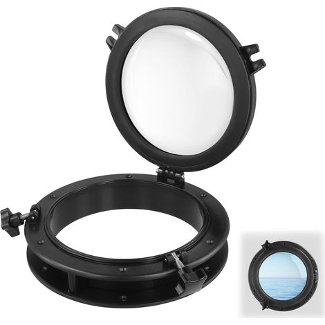 Fenêtre pour Bateau, 26.5CM Fenêtre de Bateau Rond, Fenêtre Noir, pour Bateaux, Yachts, Camping-cars