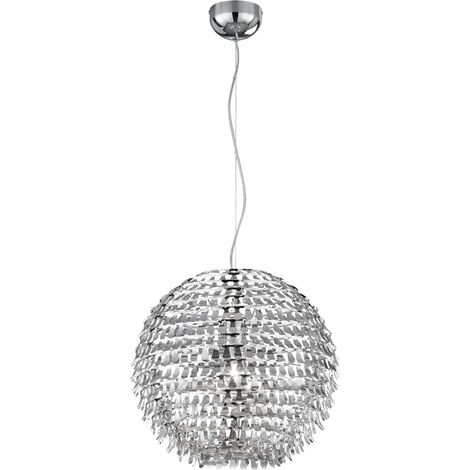 Hängeleuchte Kugeln Kugelleuchte chrom Designleuchte hängend, Metall, 1x E27 Fassung, DxH 30x150 cm, TRIO 305500106