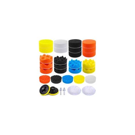Kit de polissage automobile 31 pièces, 25 tampons de polissage de 7,6 cm, 2 adaptateurs M10, tampons de polissage en laine, disque de polissage, idéal pour polir et cirer les voitures (1/5)