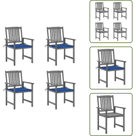 Chaises de jardin et coussins lot de 4 Gris Bois acacia massif - Chaise De Jardin - Mobilier De Jardin - Chaise En Bois - Chaise Avec Coussin - Fauteuil De Jardin (1/5)