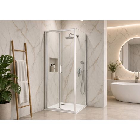 Box Doccia 2 lati 70x75 cm fisso + soffietto H195 cm ISA Cromato (1/4)