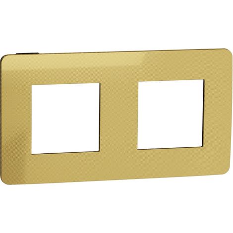 Schneider Electric – Plaque de finition métal 2 postes – Or liseré anthracite – Design élégant pour installations modernes – Montage facile - NU280462 (1/4)