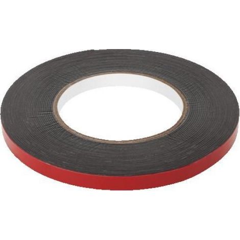 Ruban Adhesif Double Face En Mousse - 1 mm x 10 mm x 10 m - Pour Montage Automobile Et Decoration - Noir