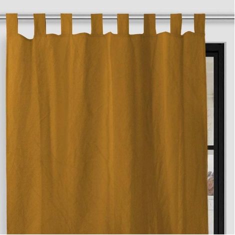 Rideau à pattes en microfibre lavée 135X250 cm BOHEME moutarde, par Soleil d'Ocre