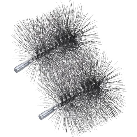 Lot de 2 brosses ramonage rondes en acier inoxydable avec poils (1/5)