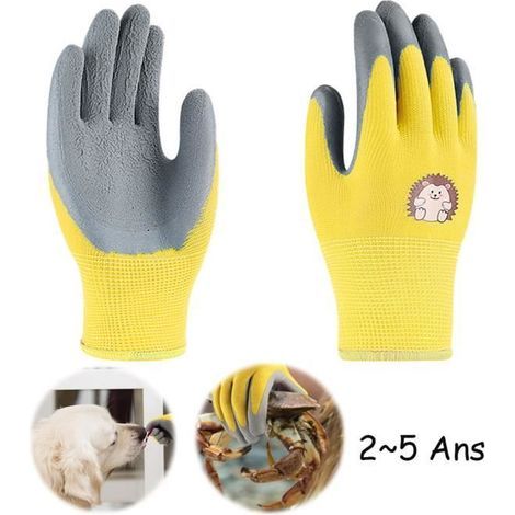 Kids' Gardening Gloves - Yellow - Cut-Resistant - Size S - Polyester/Latex