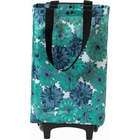 Lightweight Rolling Shopping Bag, Colorful Green Flowers (1/5)