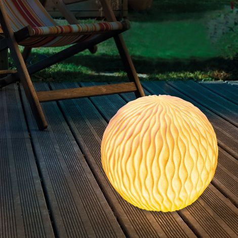 esotec Solarkugel Gartenkugel Sandsteinoptik 25cm wetterfest weiß 102677