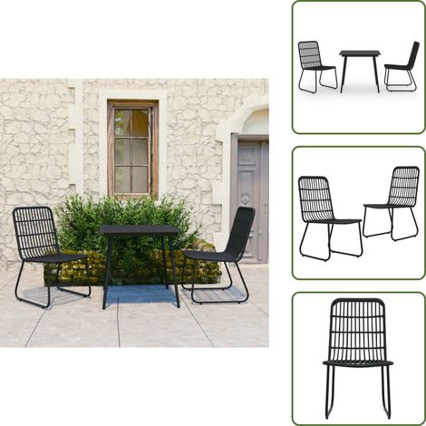 Tavolo in vetro - vidaXL Set da Pranzo da Giardino 3 pz in Polyrattan e Vetro - Sedie in polyrattan