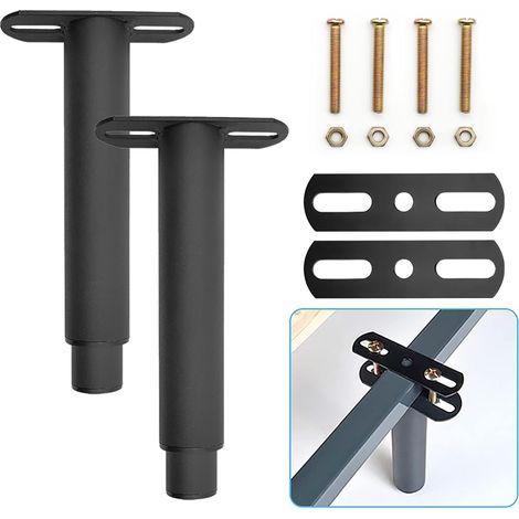 Pieds de lit réglables et rétractables, robustes, pour sommier à lattes, pieds de support en métal pour meubles, lot de 2 (18 à 33 cm) (noir) (1/5)