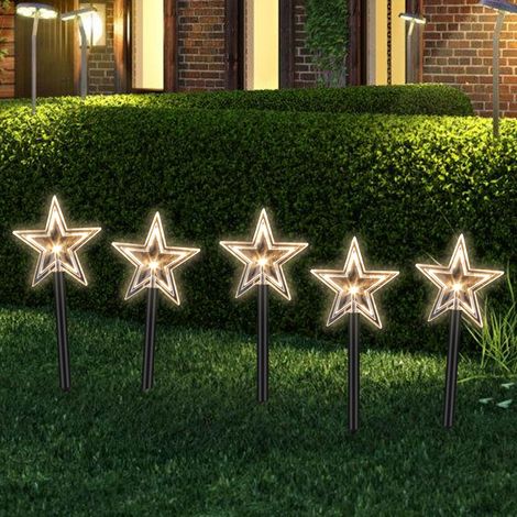 Jiubiaz 5 stelle di Natale a LED bianco caldo con timer 6/18 ore, 36 cm (1/5)