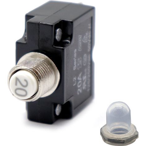 Disjoncteur thermique 125/250V 20A, protection surcharge, noir – (1/5)