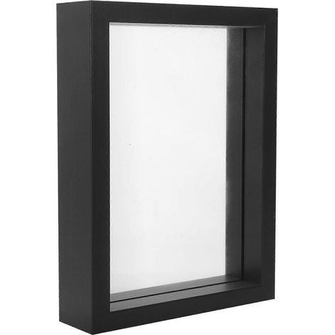 Cadre en verre, cadre en bois, spécimen, cadre en verre double face, cadre photo-19.00X14.00X4.00CM-Black (1/3)