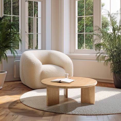 AMY - Table basse ronde 80cm en bois de mindi AMY (1/5)