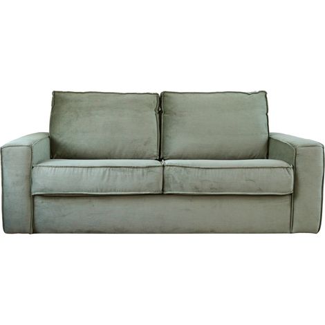 Homifab – Canapé convertible 3 places velours côtelé vert – Ouverture express – Couchage quotidien – Matelas HD 140 x 190 – Fabrication italienne (1/5)