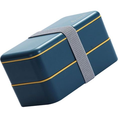 Boîte à bento japonaise double compartiment de 1,2 L, bleue, en (1/5)