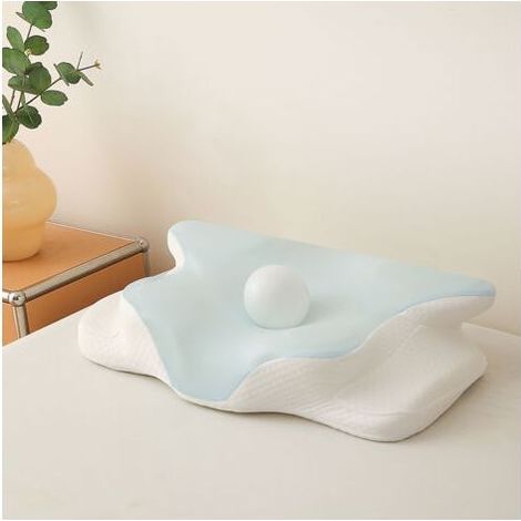 Pair Oreiller ergonomique cervical 2 en 1 memoire forme coussin pour dormir sur le cote le dos et le ventre 63 x 42 cm x 9/12 cm (1/5)