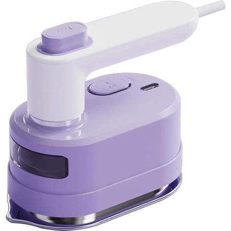 Plancha de vapor para ropa，Mini plancha de viaje，portátil de 1000 W，plegable a 180 grados，depósito de agua transparente，blanco-morado (1/2)