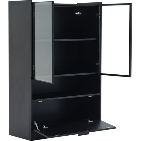 PLACARD AVEC ÉCLAIRAGE LED ET RANGEMENT SPACieux EN PLATEAU DE PARTICULES NOIR 80X35X120 CM (1/5)