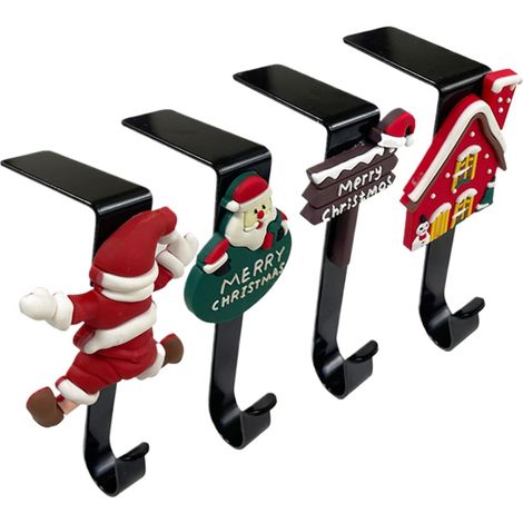 4 Styles,Générique Porte-bas de noël en métal, 4 pièces, supports pour cheminée, cintres pour bas de noël (1/5)