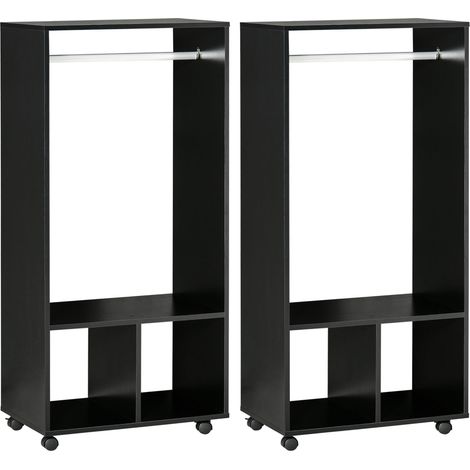 Lot de 2 portants à vêtements - HOMCOM - Bois - 60x40x128cm - Noir (1/5)