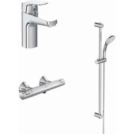Paquete de grifería CERAFLEX termostato de ducha / combinación de ducha cromado con grifo de lavabo IDEAL STANDARD