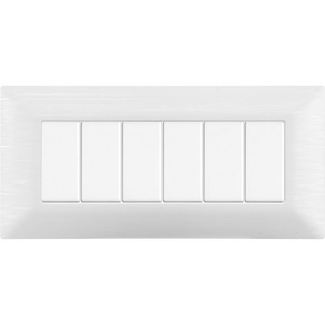 Placca compatibile Bticino Matix 6 moduli plastica colore bianco satinato (1/6)