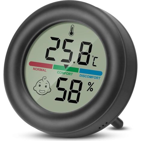 Tragbares digitales Temperatur- und Feuchtigkeitsmessgerät mit Thermometer, Komfortstufenanzeige und Ständer für Inkubatoren, Büro, Küche (1 Stück)