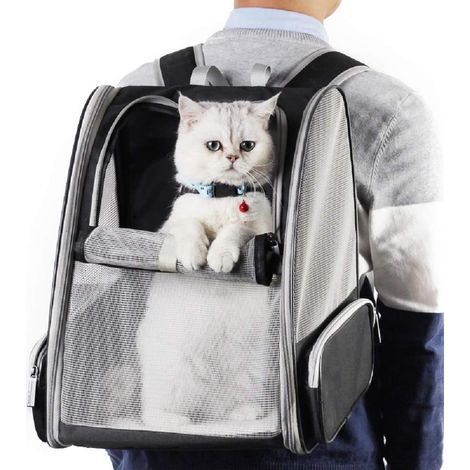 Innovativer Transportrucksack für Katzen und Hunde mit Sichtfenster (schwarz)