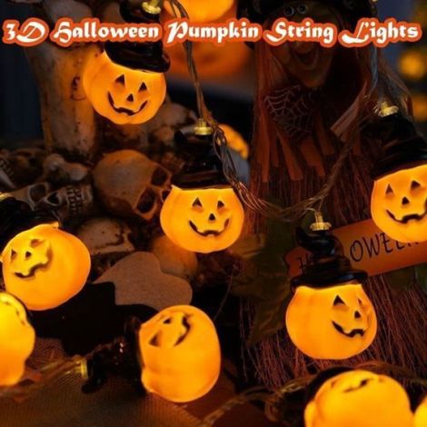 1 Guirlande lumineuse 3m,20 LED citrouille,chapeau,décoration,Halloween (1/3)