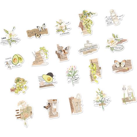 Set mit 40 Vintage-Scrapbooking-Stickern, exquisite Dekoration für Fotoalben, Notizbücher und Handyhüllen – Elegante Retro-Sticker Typ 1 (1/5)